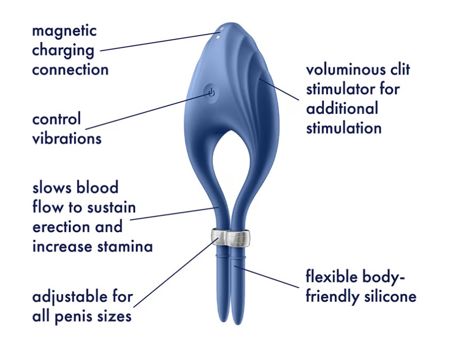 Satisfyer - Duelist Vibro Ring - Dark Blue photo-5