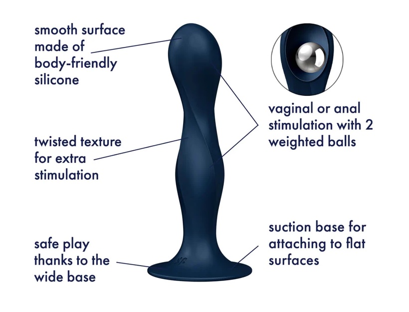 Satisfyer - Double Ball-R Dildo - Dark Blue photo-4