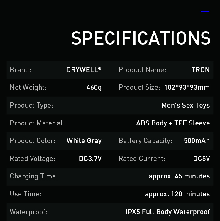 Drywell - Tron Vibro Masturbator - White photo-12