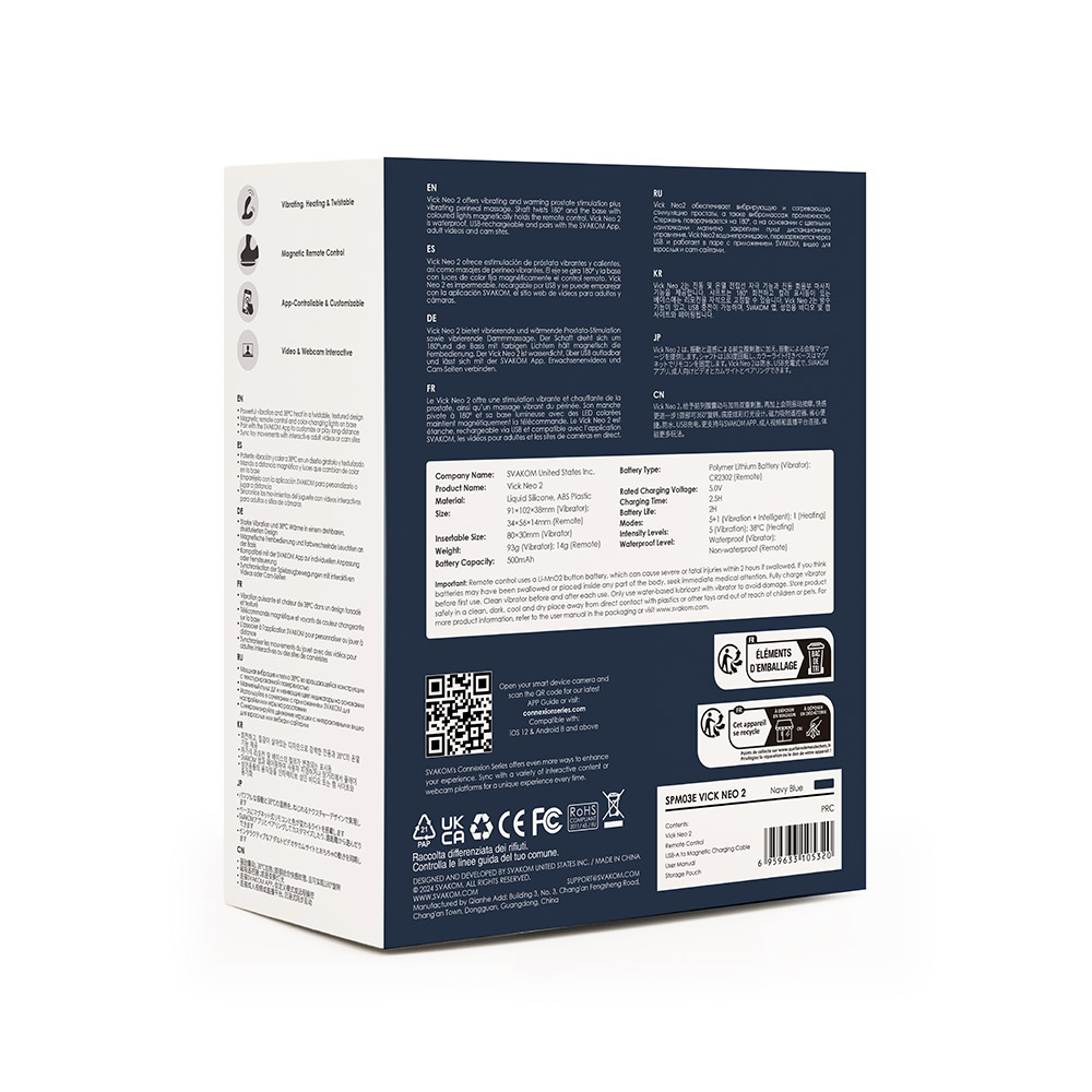 SVAKOM - Vick Neo 2 Interactive Heating Prostate Vibrator - Navy Blue photo-12