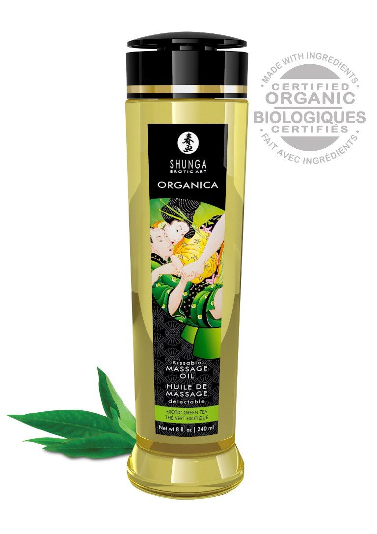 Shunga - Organica Kissable Massage Oil Green Tea - 240ml photo-2