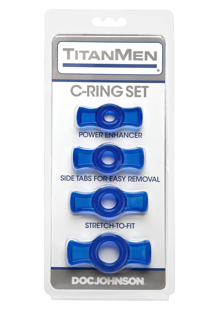 Doc Johnson - TitanMen Cock Ring Set - Blue photo-2