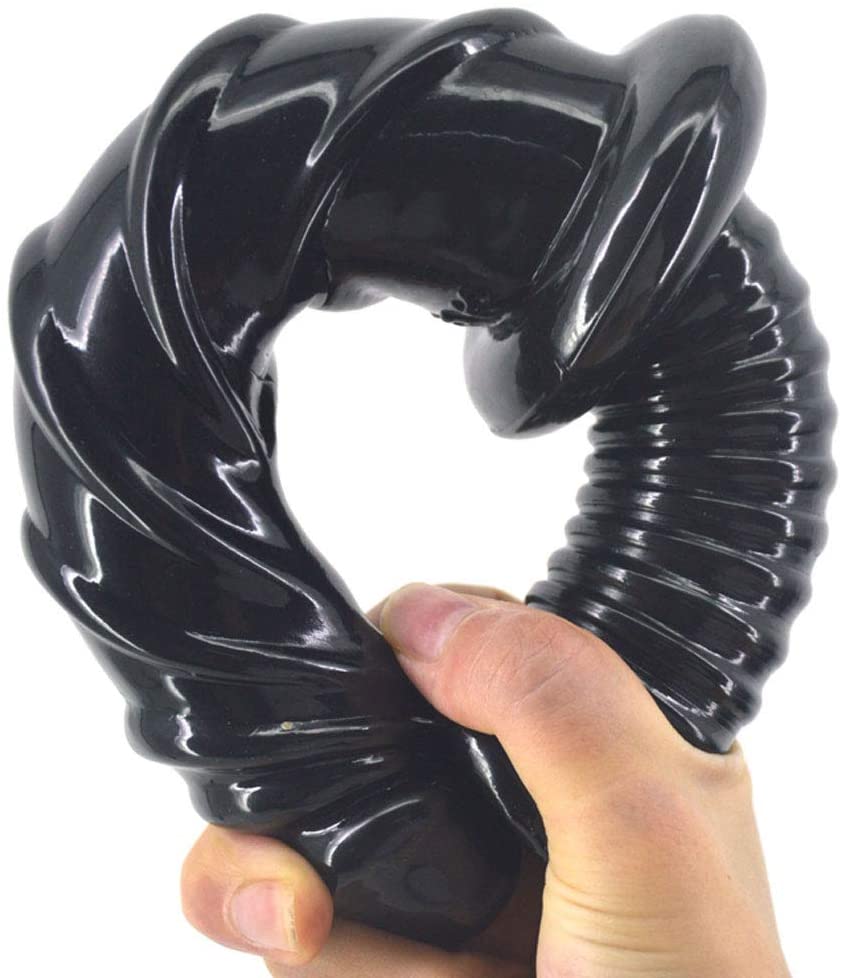 FAAK - Spiral Anal Dildo w Handle - Black photo-4