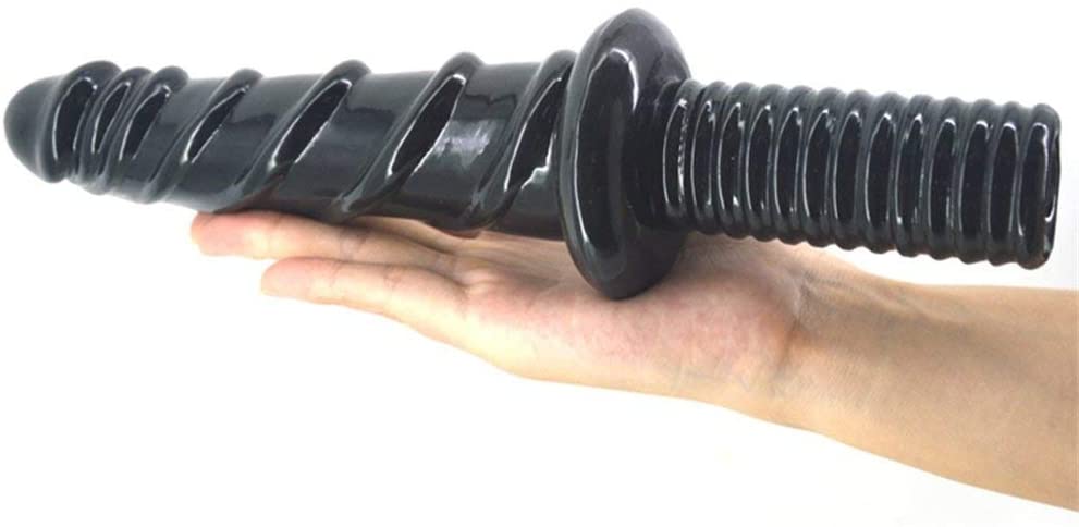 FAAK - Spiral Anal Dildo w Handle - Black photo-5