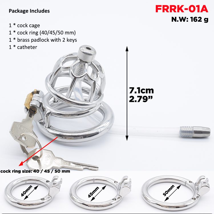 FAAK - Chastity Cage 01 w Catheter 45mm - Silver photo-12