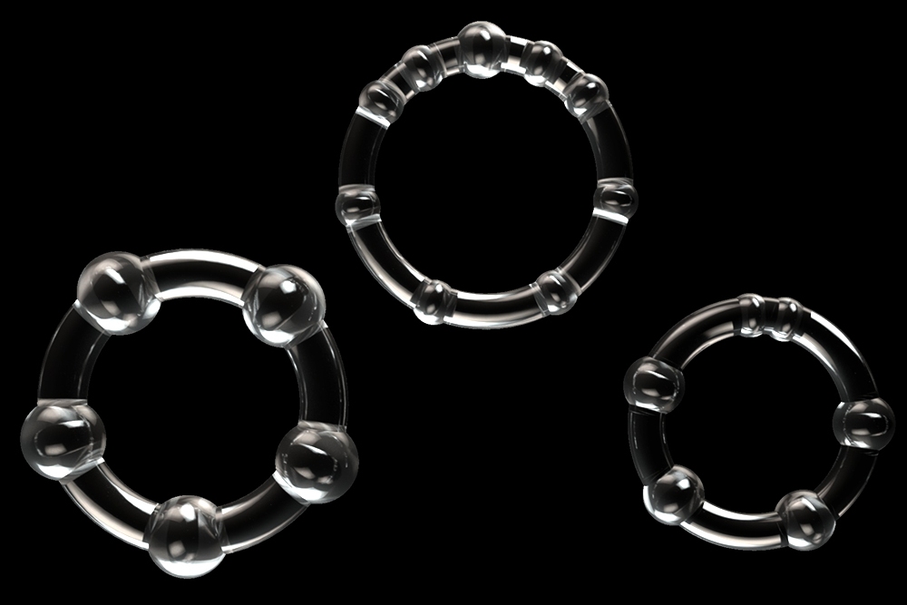 Lovetoy - Power Plus Triple Beaded Ring Set - Clear photo-3