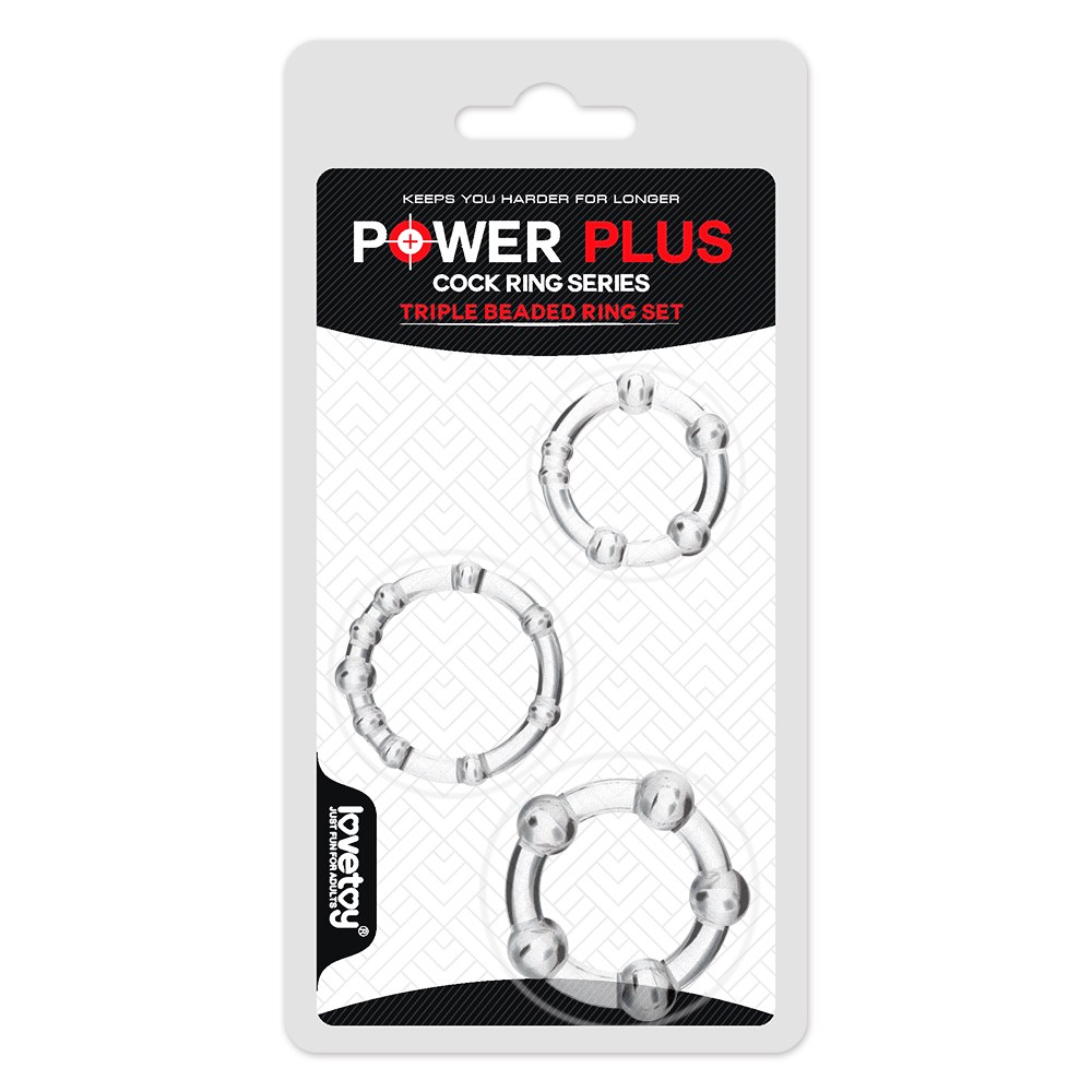 Lovetoy - Power Plus Triple Beaded Ring Set - Clear photo-9