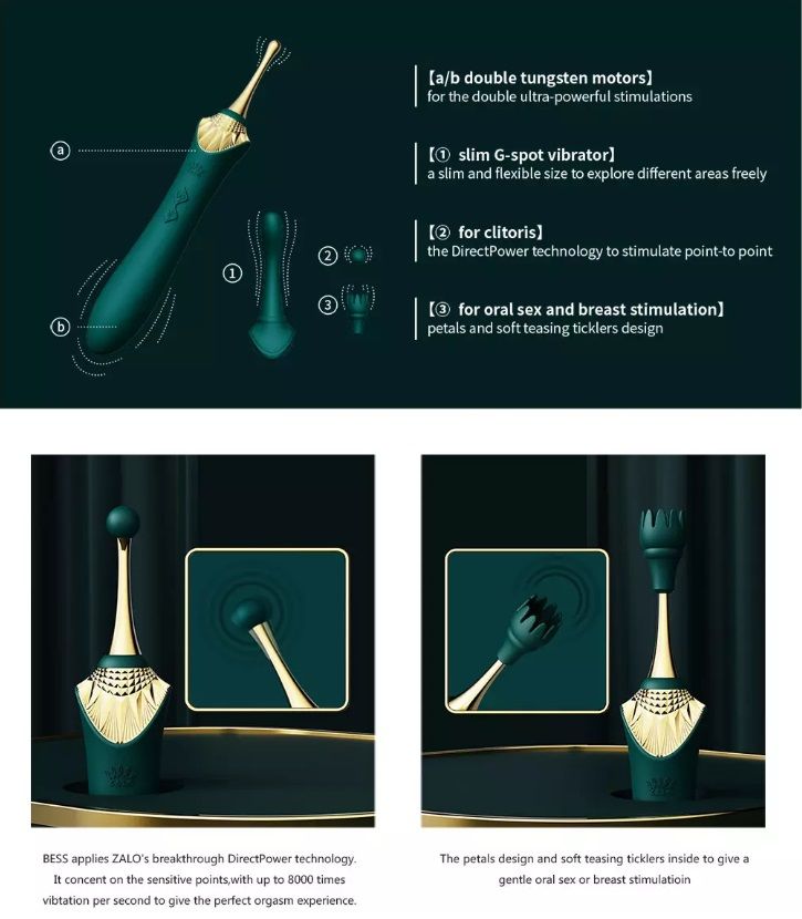 Zalo - Bess APP Dual Vibrator - Turquoise Green photo-13