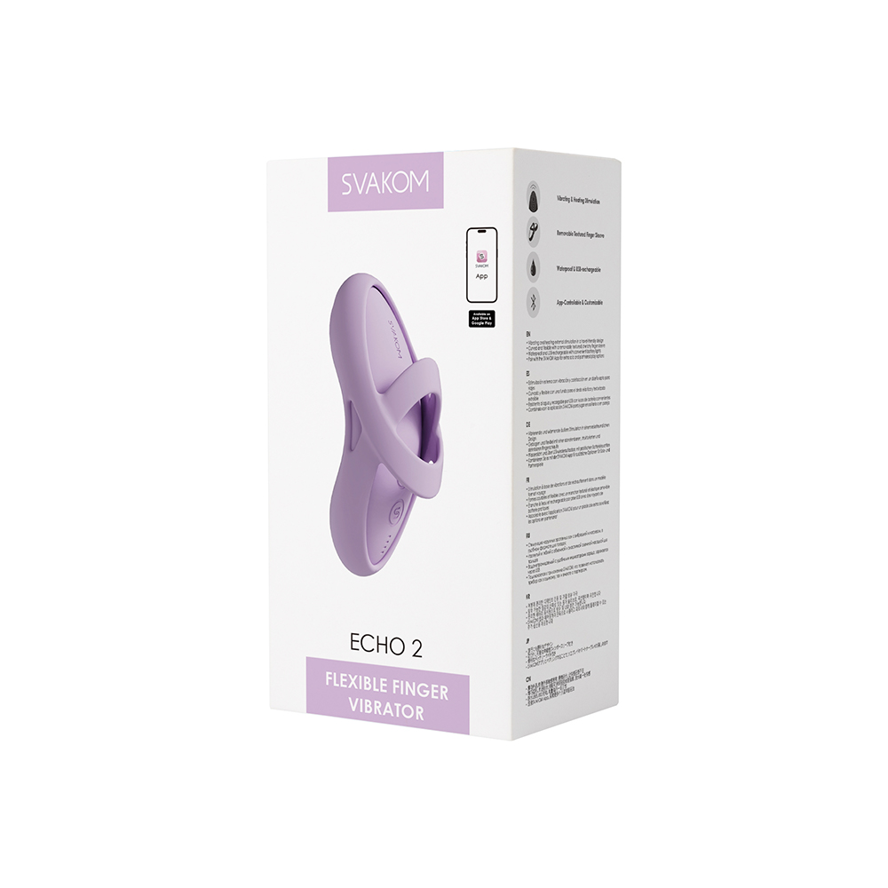 SVAKOM - Echo 2 APP Flexible Finger Vibrator - Pink Lilac photo-11