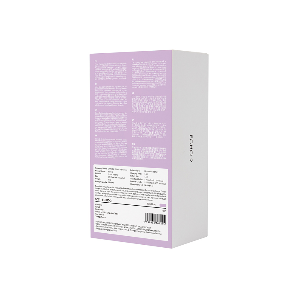 SVAKOM - Echo 2 APP Flexible Finger Vibrator - Pink Lilac photo-12
