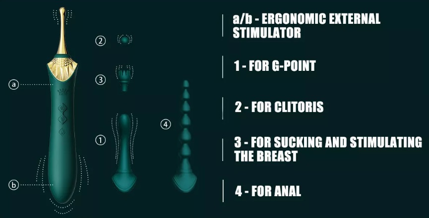 Zalo - Bess 2 Heating Dual Vibrator - Turquoise Green photo-13