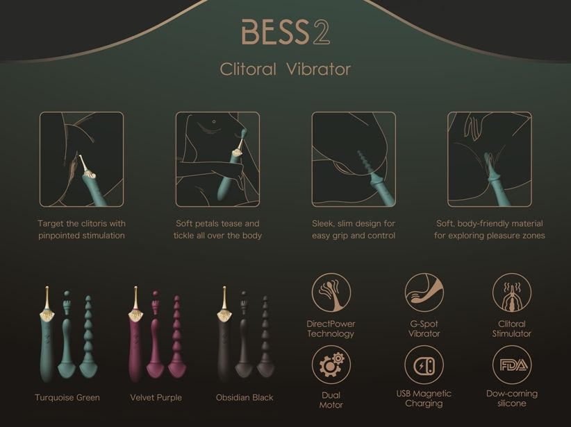 Zalo - Bess 2 Heating Dual Vibrator - Obsidian Black photo-11