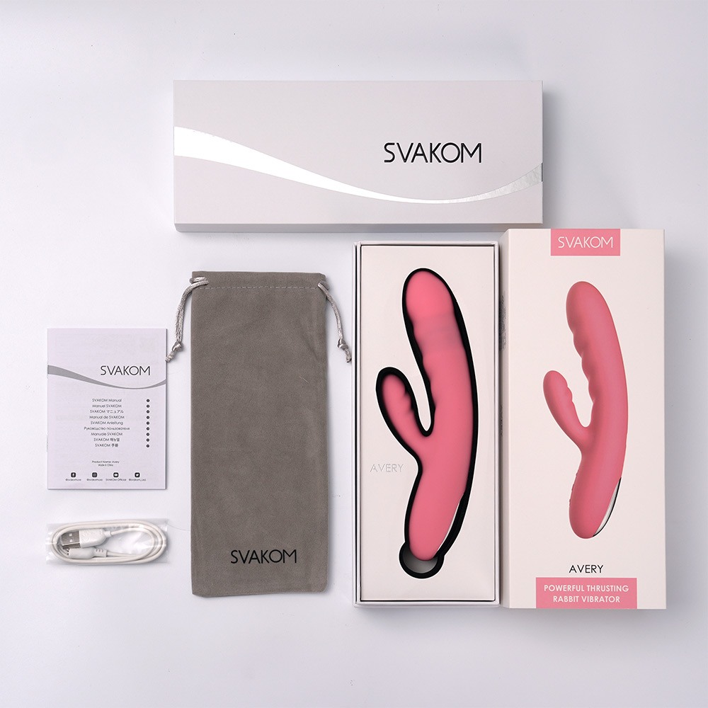 SVAKOM - Avery Thrusting Rabbit Vibrator - Strawberry Pink photo-14 SVAKOM - Avery Thrusting Rabbit Vibrator - Strawberry Pink photo-14