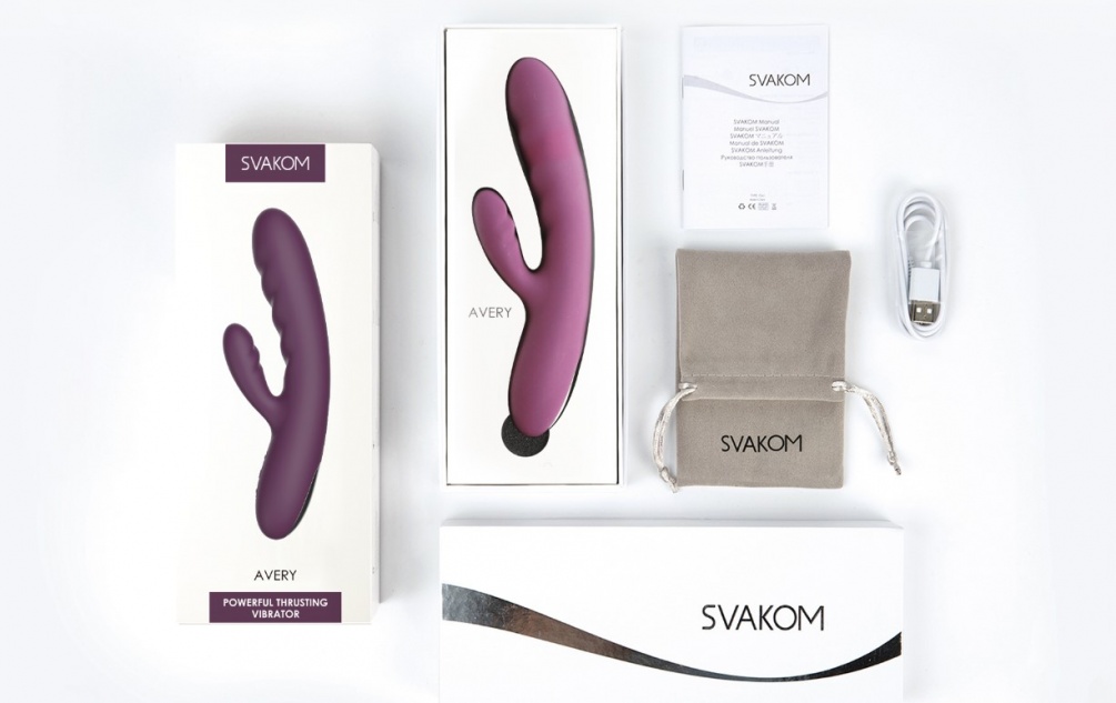 SVAKOM - Avery Thrusting Rabbit Vibrator - Lilac photo-6