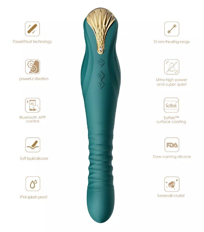 Zalo - King APP Thrusting Vibrator - Obsidian Black photo-10