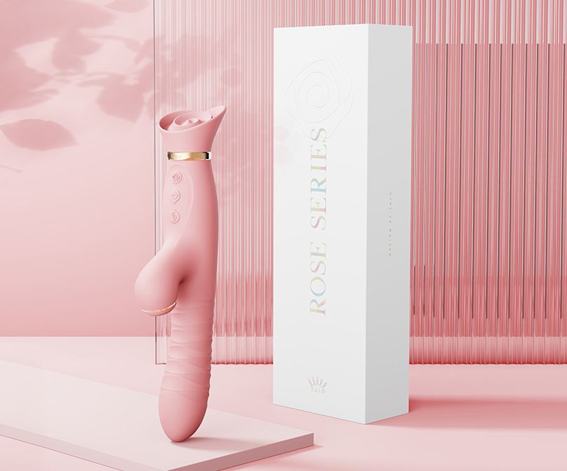 Zalo - Rose Thruster Rabbit Vibrator - Strawberry Pink photo-14