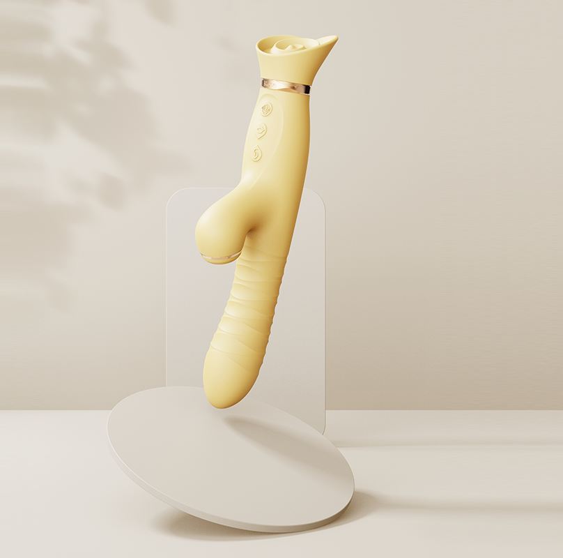 Zalo - Rose Thruster Rabbit Vibrator - Lemon Yellow photo-8